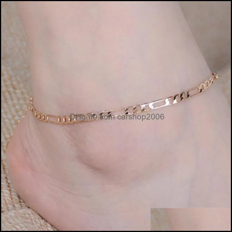 European and American Foreign Trade Jewelry Fashion Simple and Versatile Metal Chain Ladies Anklet 1496 V2