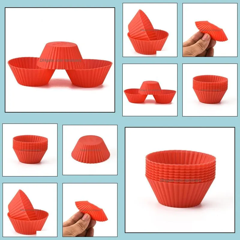 Round Shape Silicone Muffin Cupcake Baking Moulds Case Cupcake Maker Mold Tray Baking Cup Cake Mold Tools SN176