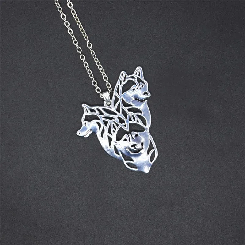 Pendant Necklaces Elfin Trendy Siberian Husky Gold Color Silver Dog Jewellery Women Men JewelleryPendant