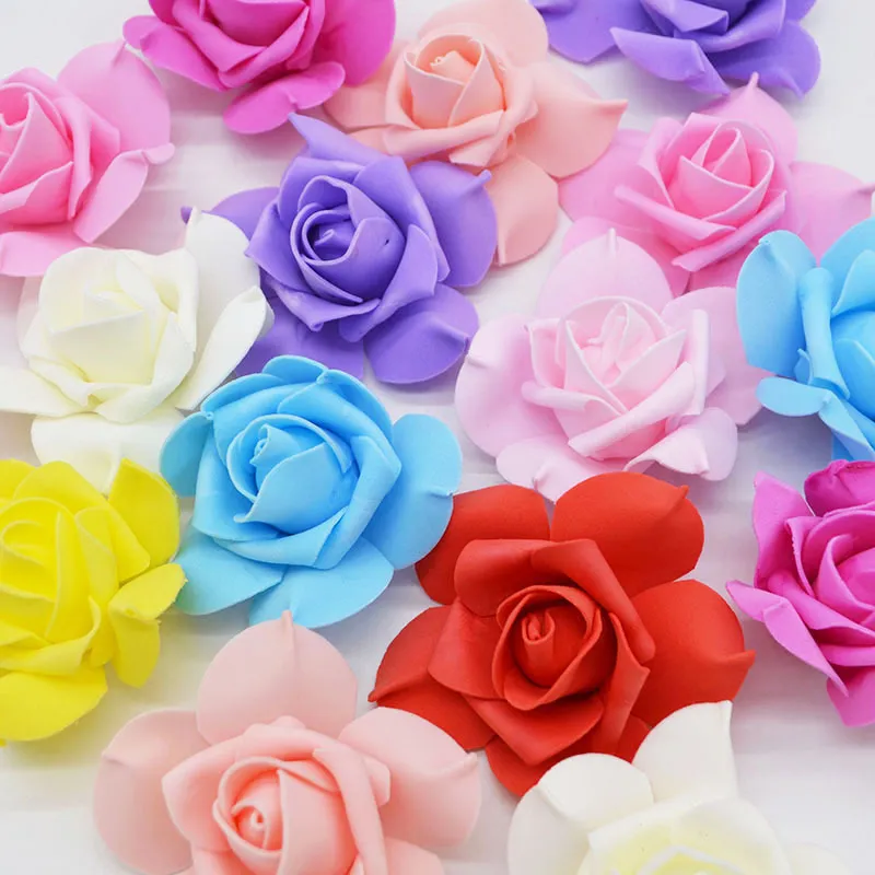100pcs/Lot Artificial 8cm PE Foam Rose Flower Heads DIY Valentine