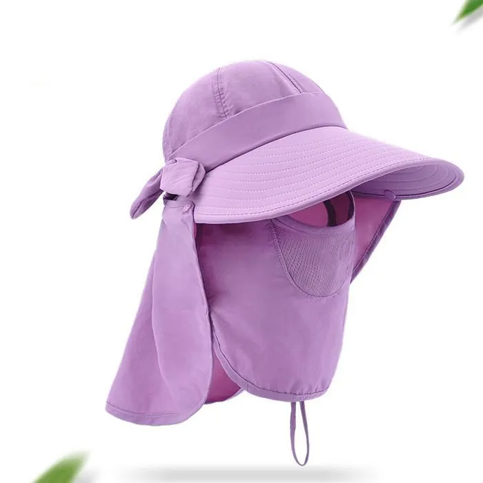 Sunshade Hat Foldable Caps ultraviolet-proof Wide Brim Summer Speed Dry UV Sunscreen Hats Causal Travel Camping Woman Cap with bowknot WMQ703