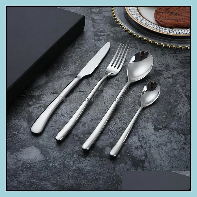 western cutlery stainless steel set silverware modern set heavy duty fork knife spoon set flatware tableware