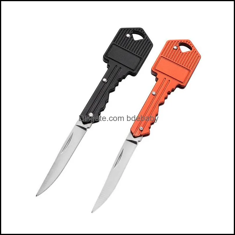 Key Shape Mini Folding Knife Multifunctional KeyChain Outdoor Saber Swiss Self-Defense Knives EDC Tool Gear WLL182