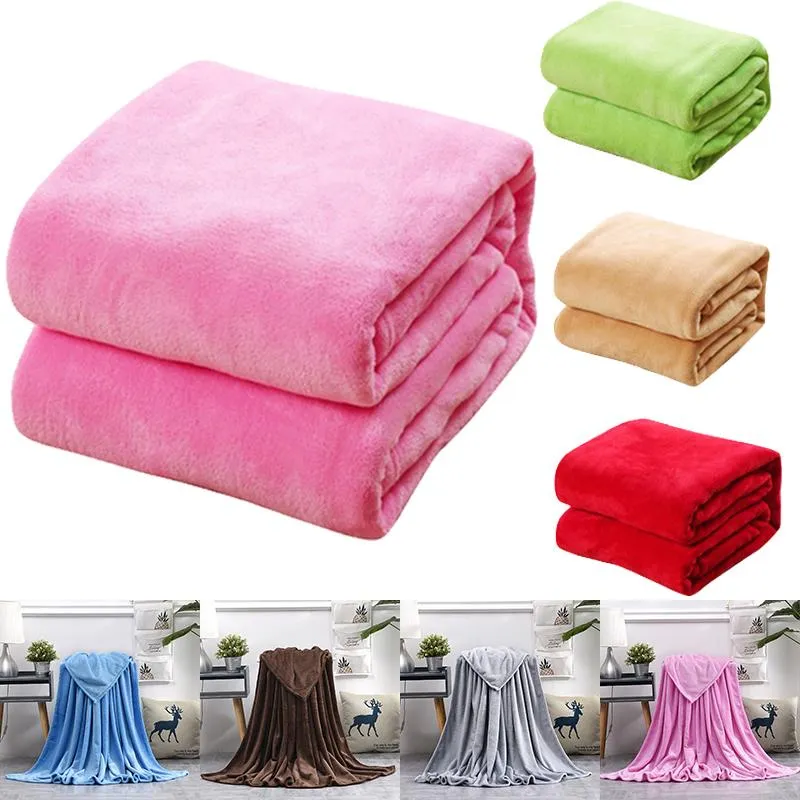 Dekens pure kleur zacht koraal fleece deken bed kunstmatige bont nertsen veer en herfst yoga winter warme pluche dekensblankets