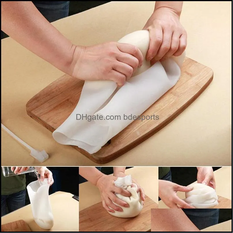 Baking Pastry Tools Bakeware Kitchen Dining Bar Home Garden 1Set Soft Sile Dough Flour Kneading Flour-Mixing Bag Reusable Cooking Bags Ki