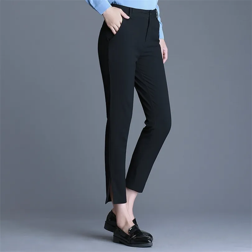 Mulheres calças de trabalho negro coreano Ol Office Lady Lady perna reta Formal Tornngth calça de negócios