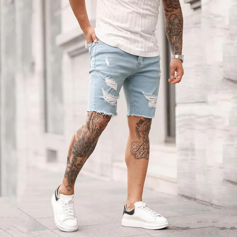 Ripped Black Short Denim Bermuda Shorts For Men From Missher