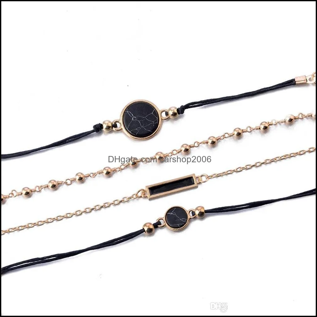 4pcs/set Exquisite Simple Layered Boho Bracelet Set Stackable Bracelets Friendship Bangle Adjustable Women Charm Jewelry Accessories