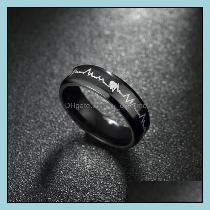 man stainless steel rings jewelry hot sale black band finger ring men party gift fahion jewelry wholesale free shipping 0445wh