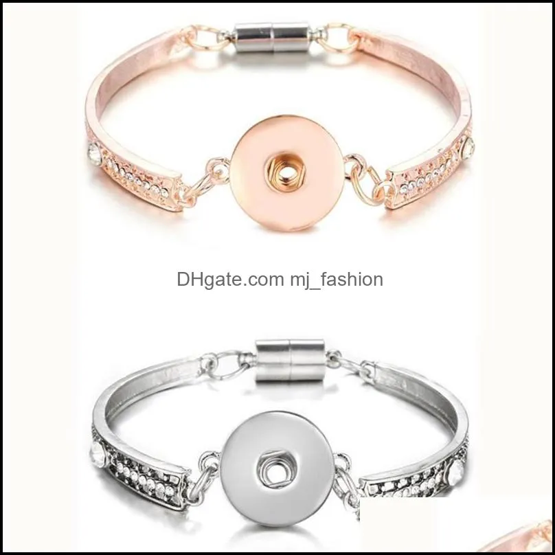 10pcs rose gold silver snap bracelet for women men fit diy 18mm snap buttons jewelry button bracelet bangles