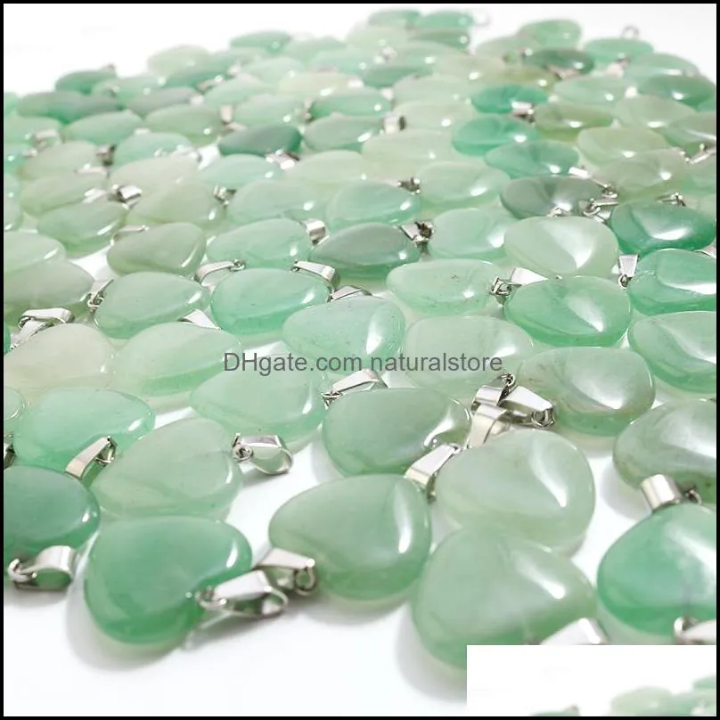 Natural Heart Stone charms Pendants Green Aventurine Gemstone 20mm For Women Charms DIY Jewelry Making Accessories