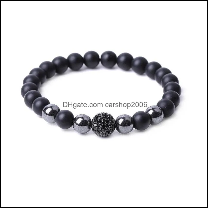 Bracelets de charme micro pave cz disco perle perle noire Bracelet en pierre femmes hommes yoga corde de main bijoux amitié gouttes gouttes CARSHOP2006 DH6S8