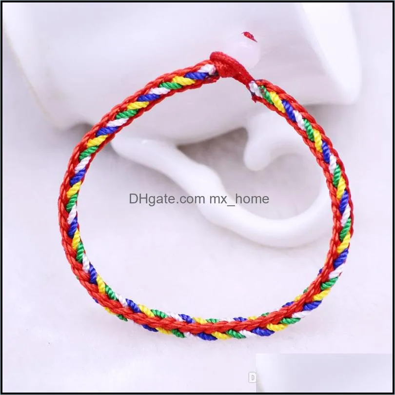 Thick Brazilian Nepal Rainbow Lesbian LGBT Pride Gay Pride Woven Braided Rope String Strand Friendship Bracelet Kids GIFT