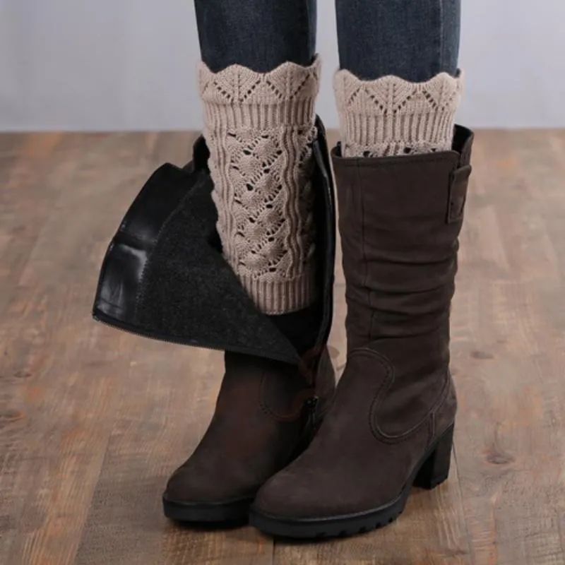 Sports Socks Women Short Button Decorative Thermal Acrylic Knitted Boot Cuffs Cover Autumn Winter Shoes Accessories