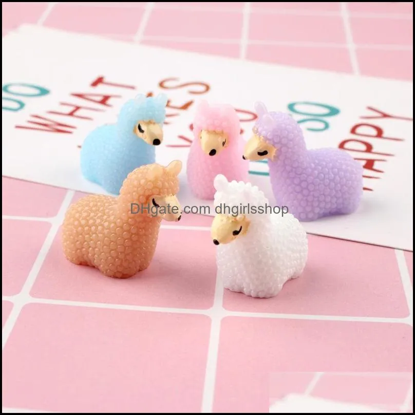 10pcs 3d 25*24mm cute little sheep resin lama alpaca charms micro landscape creative accessories keychain pendant diy material