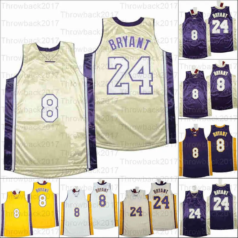Basketball Jerseys celebrity Full embroidery high quality Black snake portrait Edition Number #8 and #24 Purple yellow