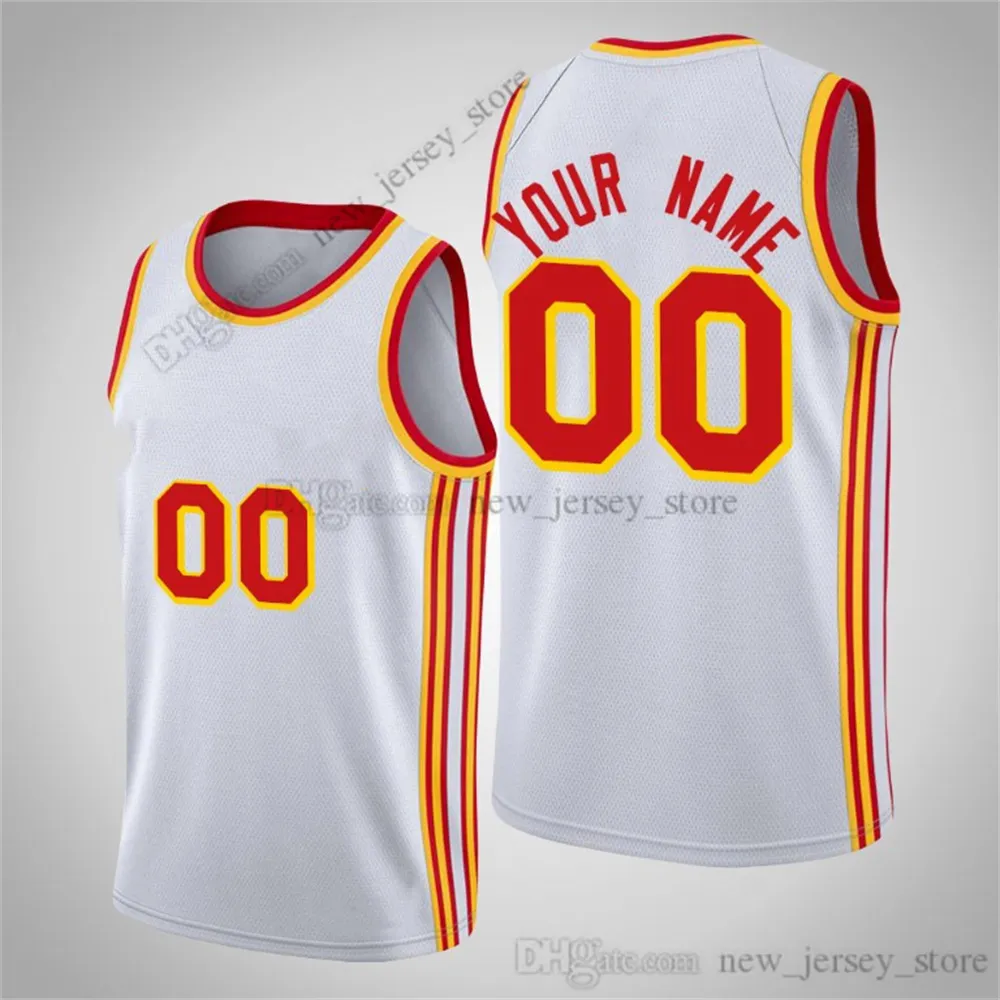 Imprimé Atlanta Custom DIY Design Maillots de basket-ball Personnalisation Uniformes d'équipe Imprimer Personnalisé n'importe quel nom Numéro Hommes Femmes Enfants Jeunes Garçons Maillot Blanc