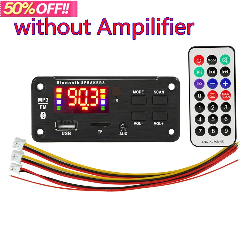 Amplificador MP3 Player Decodificador Placa 5V-18V Compatível com Bluetooth 5.0 Módulo de Rádio FM TF USB AUX WMA Player Decode