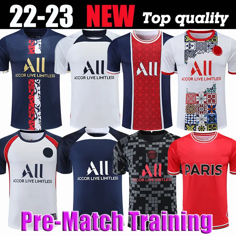 تدريب ما قبل المباراة Mbappe Hakimi Player #30 كرة قدم قميص Sergio Ramos Maillots de Football 2023 2024 Marquinhos Verratti PSGS Men Shirt Uniforms Maillot Foot