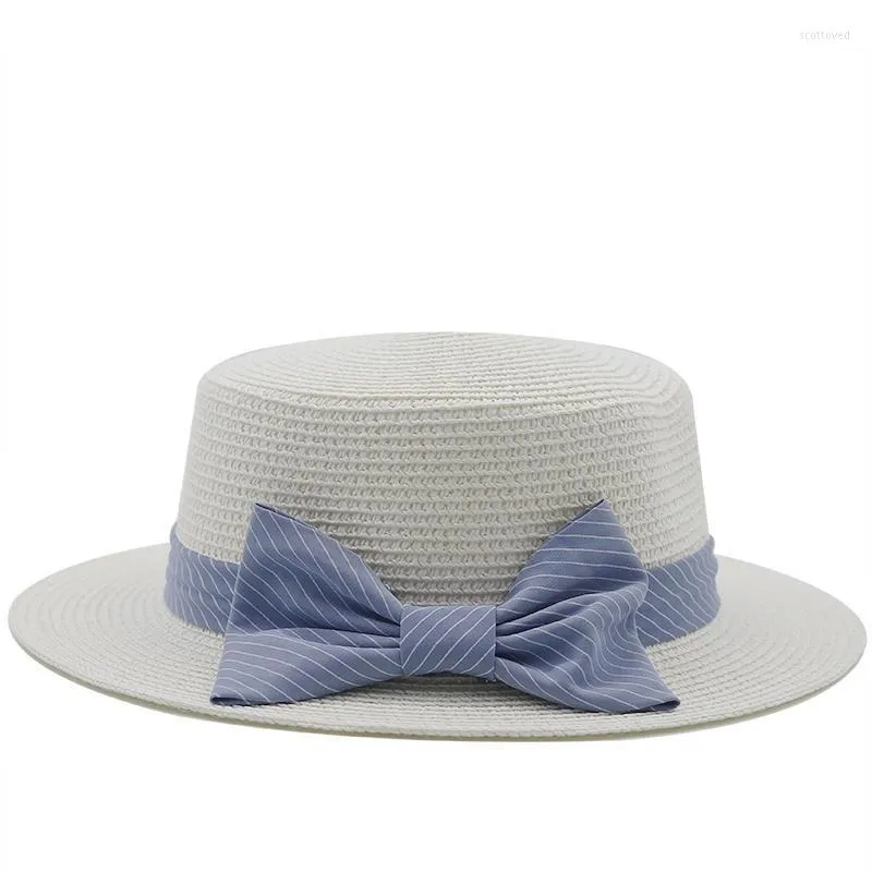 Chapeaux à large bord pliable disquette filles arc chapeau de paille soleil plage femmes été UV protéger voyage casquette dame femme Scot22