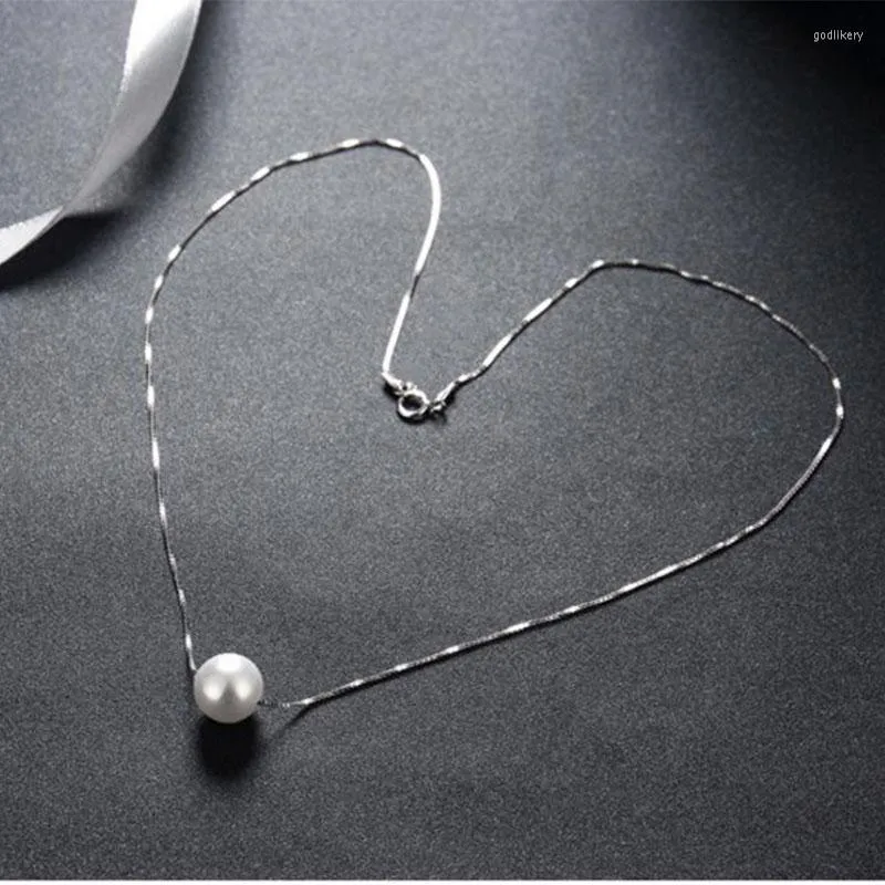 Ketten Nette Silber Farbe Schmuck Einfache Mode 10mm Süßwasser Perle Kette Halskette Kolye Collares Bijoux FemmeChains Godl22