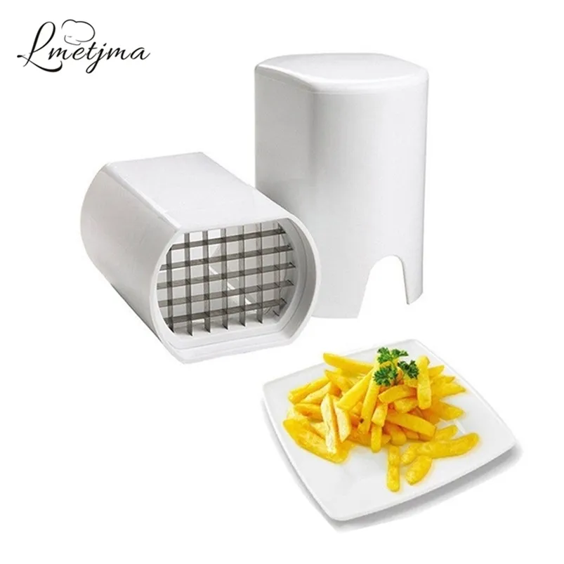 LMETJMA Stainless Steel French Fry Cutter Kitchen Potato Chip Cutter Slicer Fries French Fry Potato Cutter Kitchen Tools LK0730C 210319