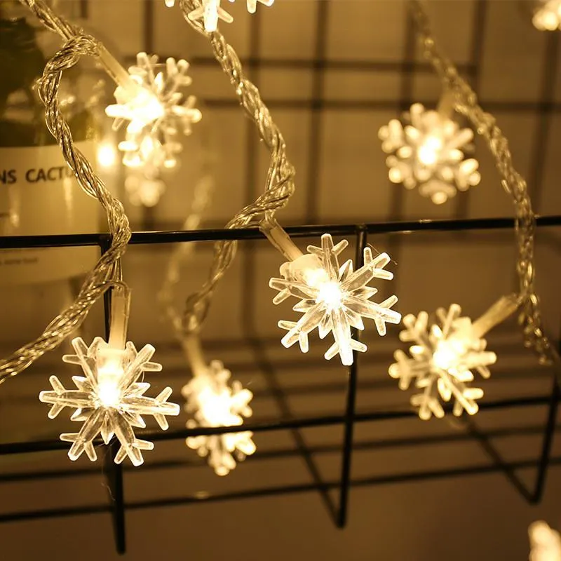 Strängar led snöflinga stjärna boll 60 String fairy lampor girlands trädgård dekor julgran dekorationer år DIY presenterade