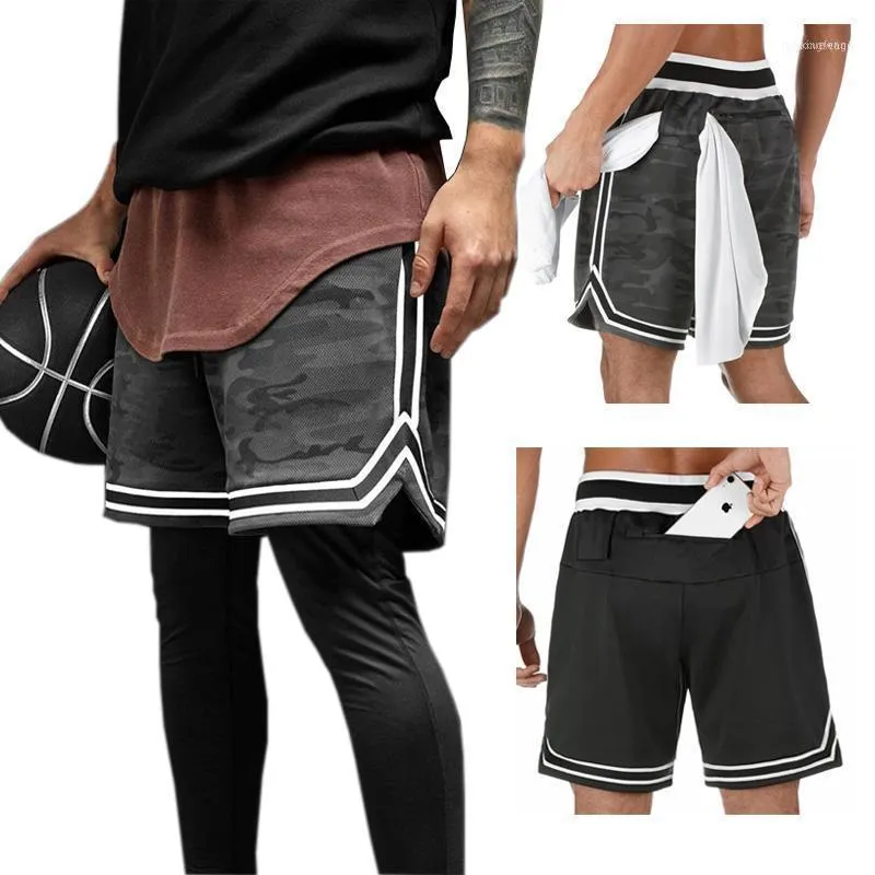 Män Shorts 2022 Camouflage Basketball Joggers Sweatpants Zipper Pocket Casual Snabbtorkande Svart Sommar Mesh Kort Byxor1