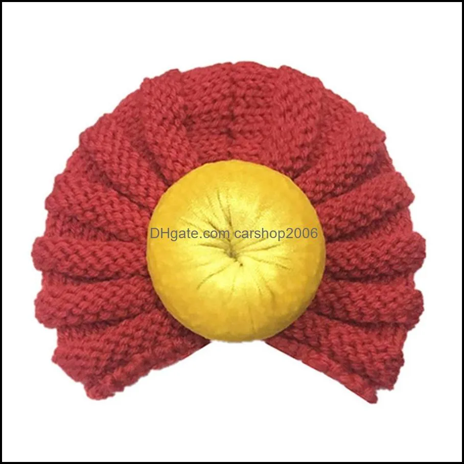 creative baby kids warmer knit cute ball caps winter autumn girls boys knitting wool elastic hats infant turban hats dh0822 t03