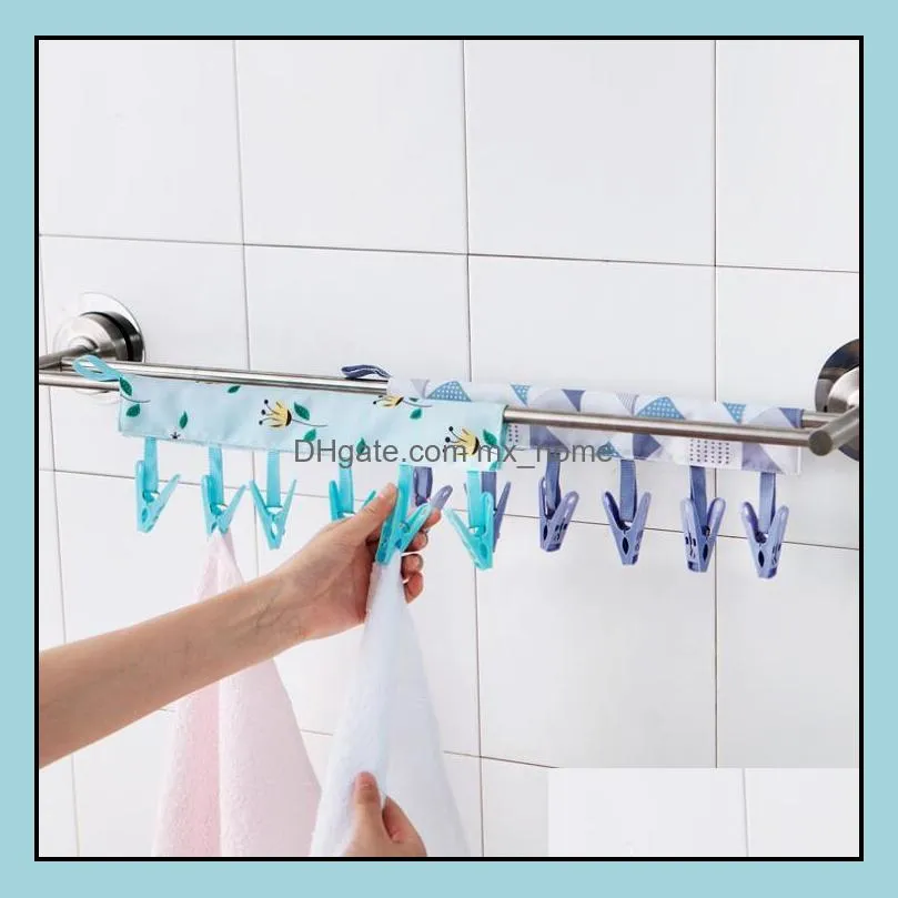 Travel Essentials Supports de salle de bain Cintre en tissu Pince à linge Chaussettes pliantes portables Séchage avec 6 clips Drop Delivery 2021 Cintres Vêtements Ho