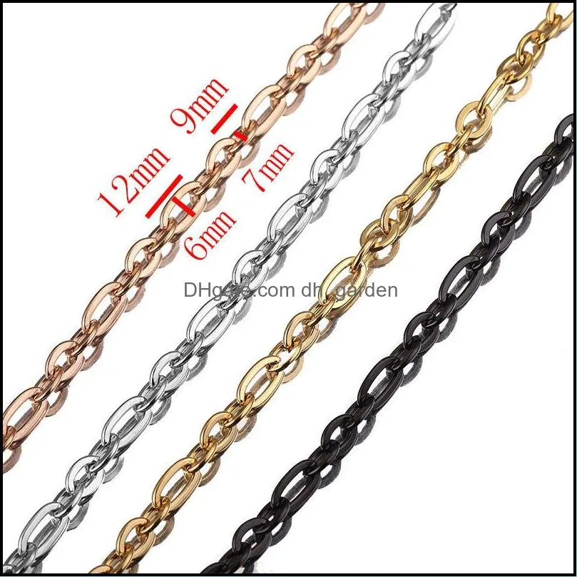 1 Meter Stainless Steel Gold Rolo Cable Chains Flat Wire Chic 3:1 Chain Fit for DIY Jewelry Making Supplies Wholesale Lots Bulk 1522