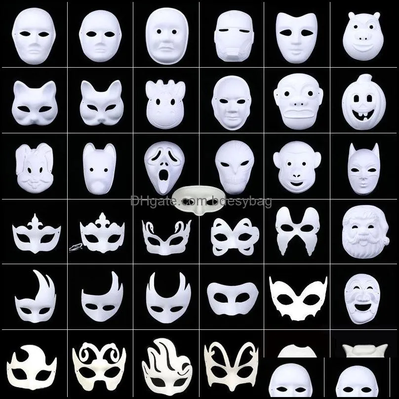 diy environmental protection white masquerade mask halloween party masks blank hand drawing facemask t9i001358