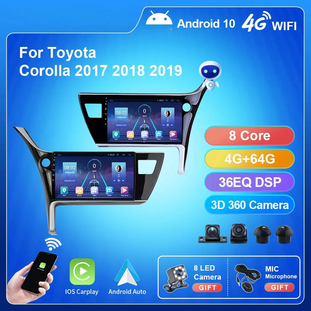 2 din Adroid 12 Autoradio Video Stereo WIFI GPS Navigation Multimedia Player Kopfeinheit Für Toyota COROLLA ALTIS 2017-2018 RHD