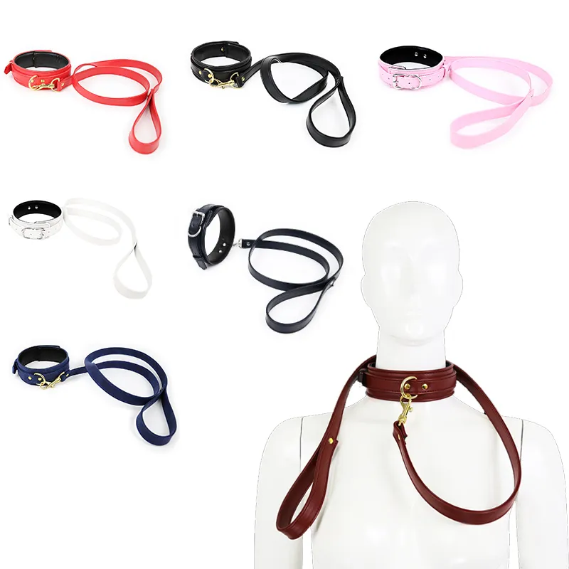 Coleira Gola Multicolor Coleira Ajustável Corrente BDSM Bondage Set Fetish Sexy Posição Cães Cães Cosplay Submissa Slave Jogo