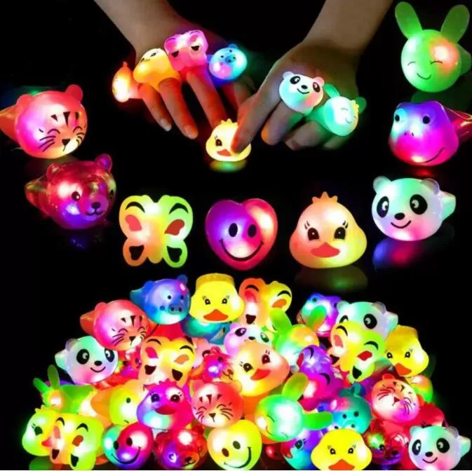 LED Soft Glue Flash Expression Ring Luminous Ring Children Cartoon Finger Light Led Flash Ring Party Birthday Favor C0607G05