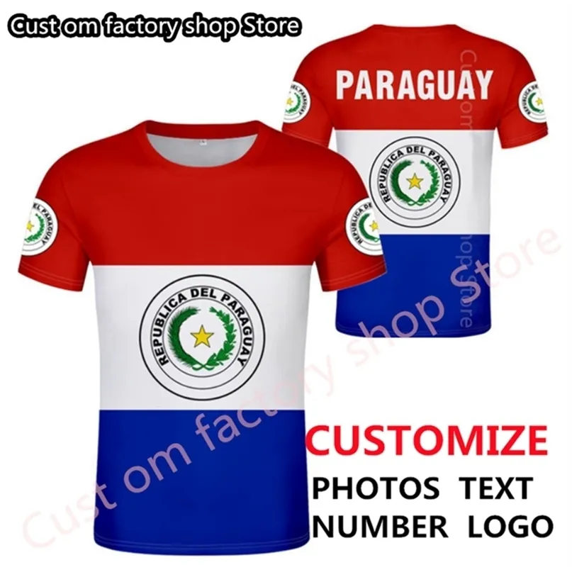 PARAGUAY t shirt fai da te nome personalizzato gratuito numero leva t shirt nazione bandiera py paraguay repubblica spagnola college stampa p o abbigliamento 220620