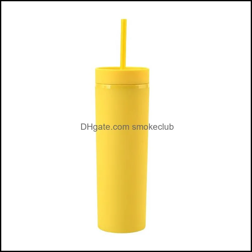 NEW17 colors! 16oz Acrylic Skinny Tumblers Matte Colored with Lids and Corlorful Straws Double Wall Plastic Tumblers SEAWAY RRF12405