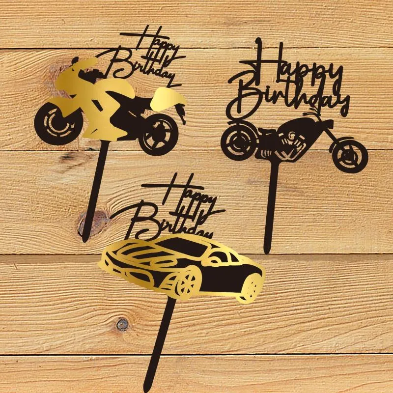 Outras Festa Festiva Suprimentos De Motocicleta Bolo De Aniversário  Masculino Feliz Casamento De Sobremesa De Casamentos Carros De Toppers Diy  Meninos De $34,92