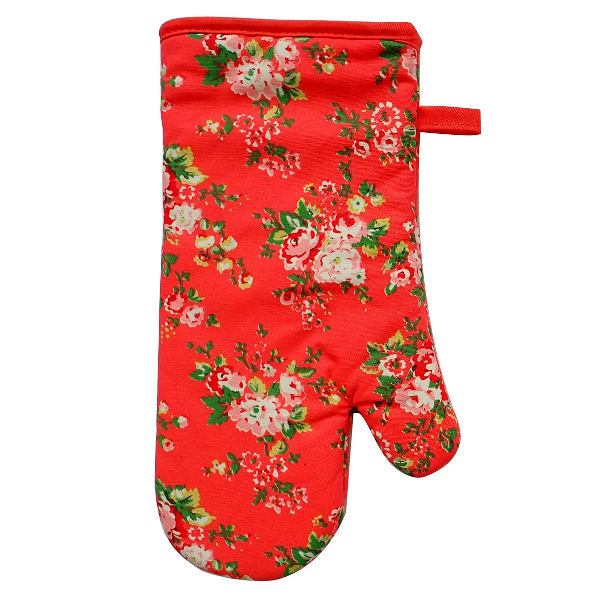 Oven mitt 17x32cm red flower heat-resistant gloves thickness High end cotton products