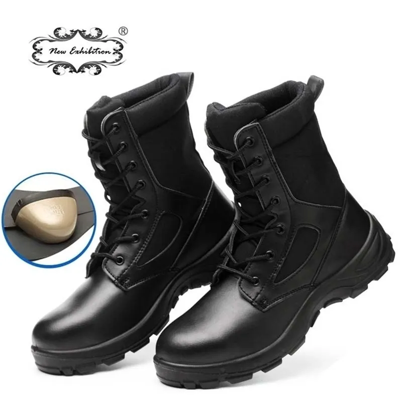 Sergi kış çalışma botları erkek açık deri antipiercing çöl taktik güvenlik ayakkabıları ordu askeri savaş botu y200915