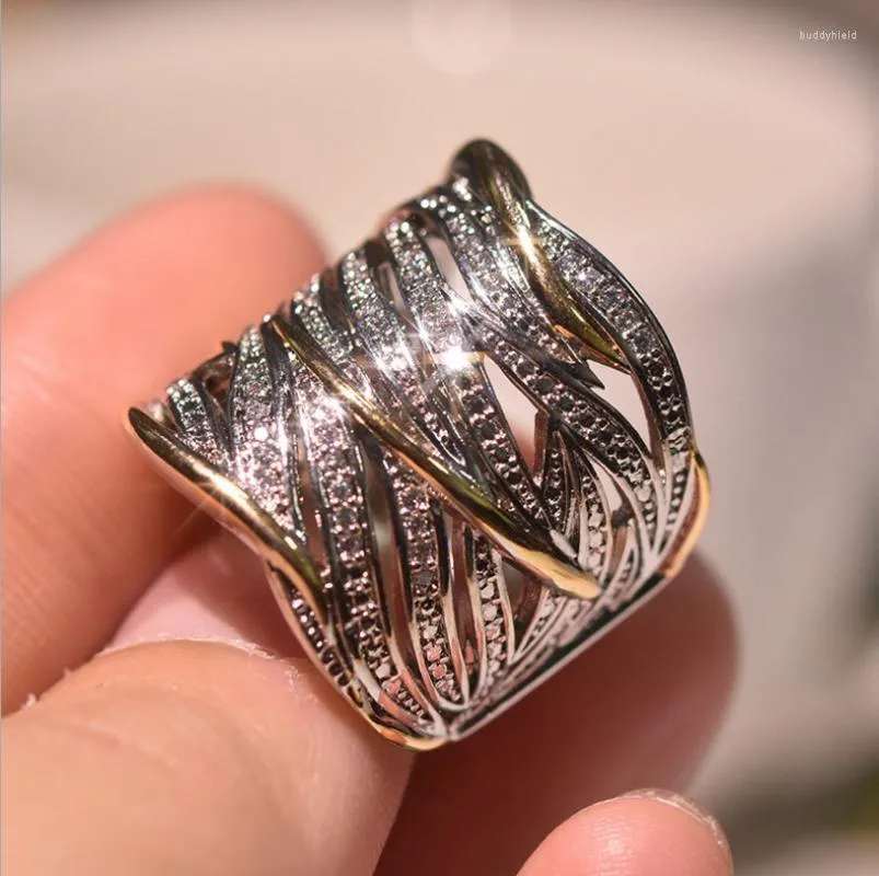 Wedding Rings Charm Ring Plated Double Alloy Color Set Zircon Creative Fashion Ornament Wholesale Gift 2022 Fine Jewelry For Men