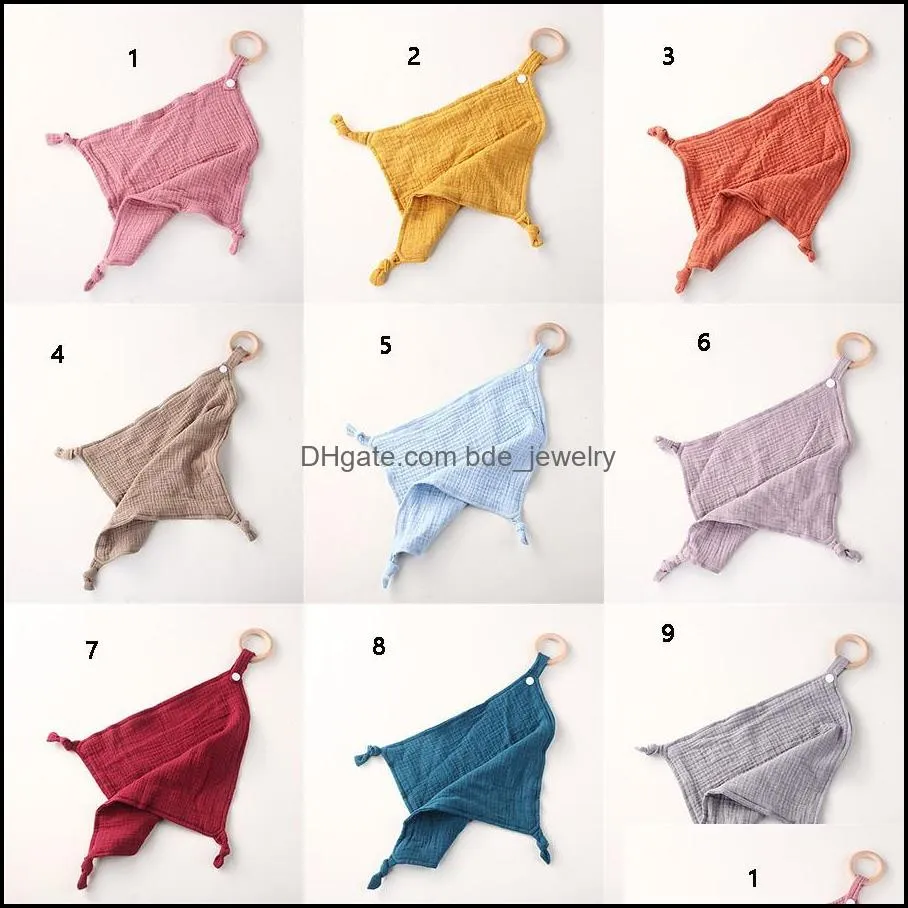 towels robes gauze wooden ring toddler toy pacify appease towel handkerchief comforters muslin soft baby security blanket z6512