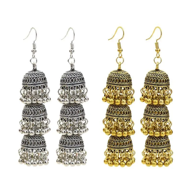 Dangle & Chandelier Vintage Bollywood Gypsy Oxidized Gold Plated Traditional Tasssel Jhumka Jhumki Earrings For Women JewelryDangle DangleDa