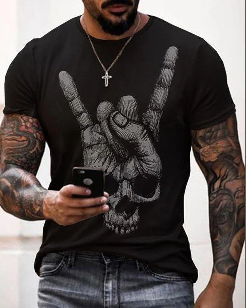 Męskie koszulki czaszka drukująca męska koszulka punkowa 3d Knight T Shirt Summer Men Casual Vintage Hip Hip Er TEE TOP HOMME Ubrania ubrań