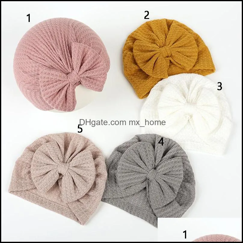 infant baby hat solid color bow headwear children toddler kids indian caps turban soft comfortable autumn winter bowknot hats 9 colors