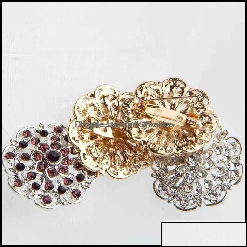 pins brooches jewelry 24pcs clear crystal rhinestones women bridal gold brooch pins for diy wedding bouquet kits drop delivery 2021