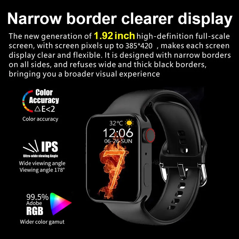 New S8 Pro Smart Watch Series 7 1.92 Inch 45mm Men Women Band Bluetooth  Call NFC