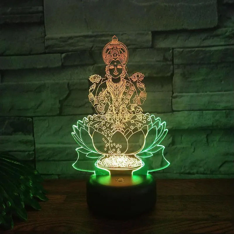 Nachtlichten Lotus Boeddha Kleurrijke acryl 3D Ligh Sfeer Bolbare tafellamp Illusie LED USB Kerstcadeaus Home Decor