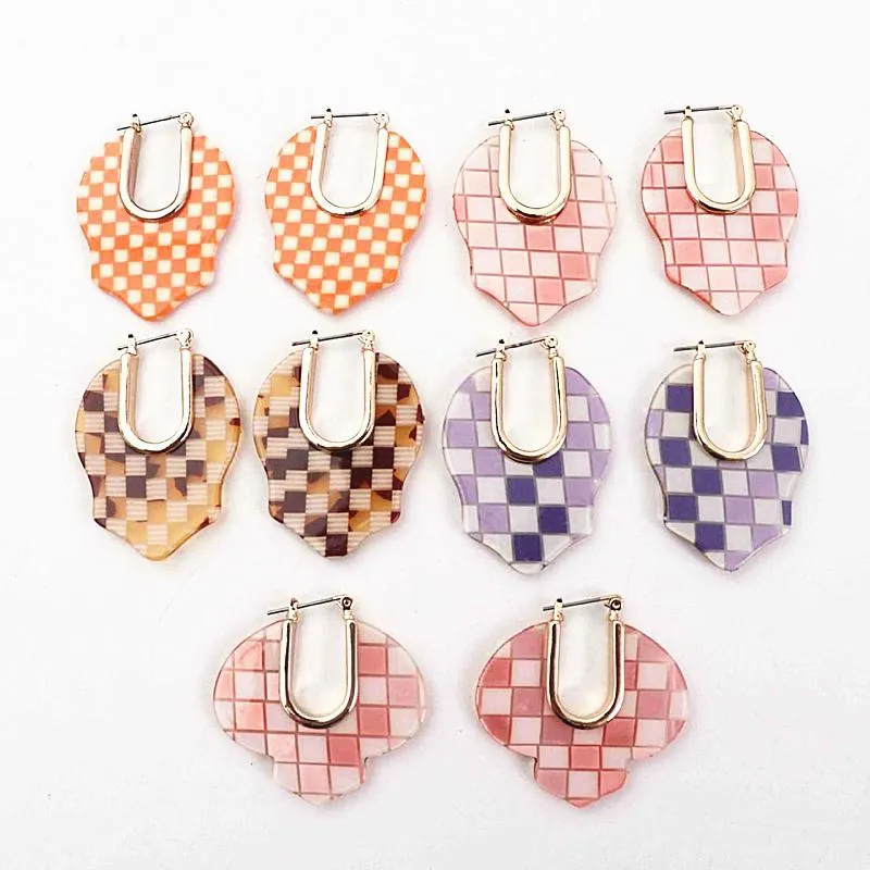 Dangle & Chandelier Exclusive 2022 Designer Earrings For Women Pink Purple Brown Checkerboard Check Wedding Party Birthday GiftDangle