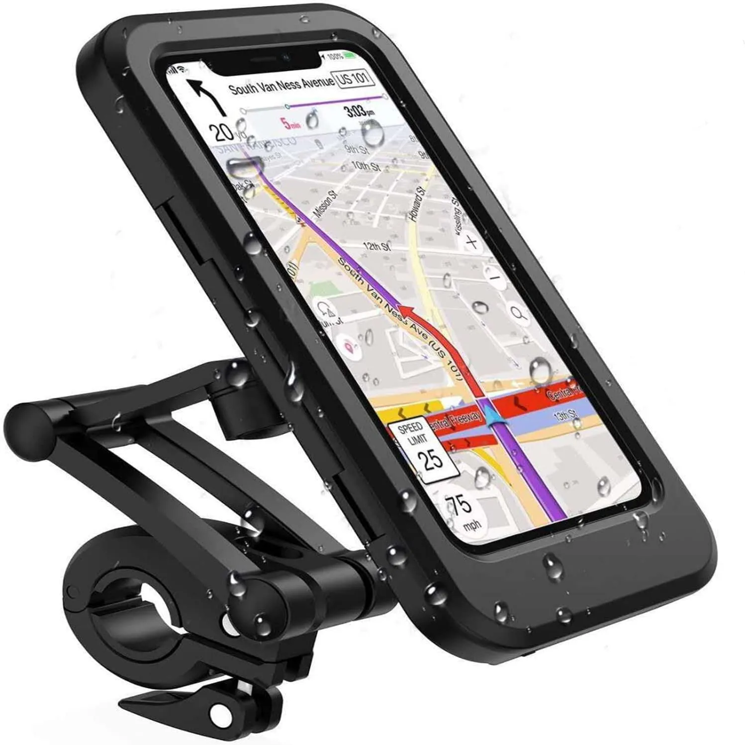 Waterproof Bike Phone Mount Holder Motorcycle Bike Handlebars Bicycle Phones Case with Touch Screen Fits for Outdoor Riding Under 6.7" iPhone 13 Pro Max